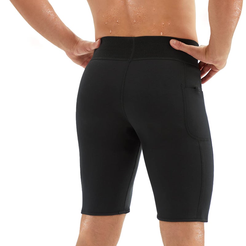 Junlan Sweat Shorts for Men Sauna Suit Mens Body Shaper Sweat Sauna Neoprene Shorts(Black, 2X-Large) - Image 4